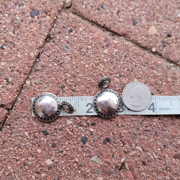 Southwestern vintage handmade 925 sterling silver hammered disc earrings - Picture 11 of 15